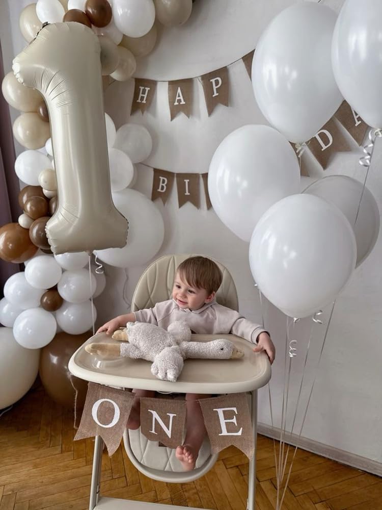 Number Balloons - 40 Inch 1 Balloon for 1st Birthday Party Decorations | Cream White