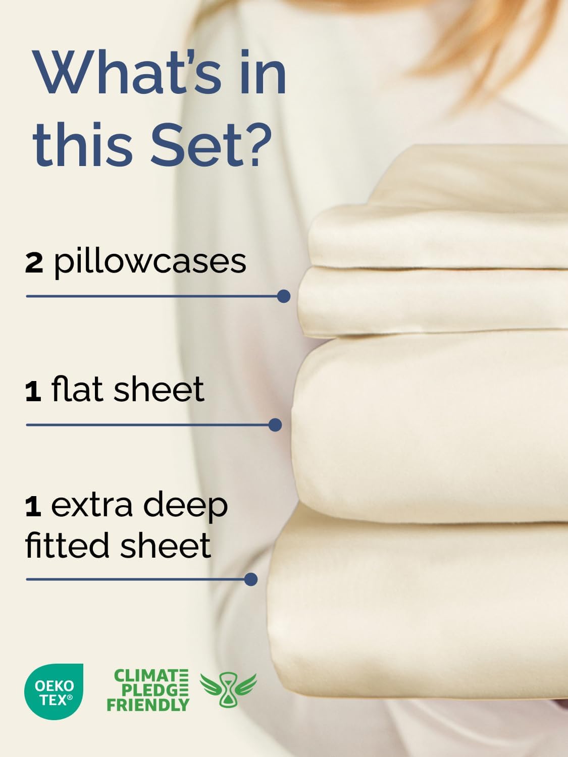 Skiennix Extra Deep Twin Sheet Set - 4-Piece Breathable Cooling Bedding - Soft, Wrinkle-Free Off White