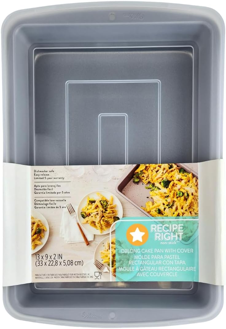 Nonstick Baking Pan by [Brand Name] - 9x13 Inch Covered Cake Pan for Brownies, Lasagna | Durable & Dishwasher Safe