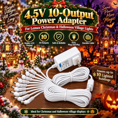4.5V Power Adapter for Lemax Holiday Village Lights | Replacement & Multi-Port