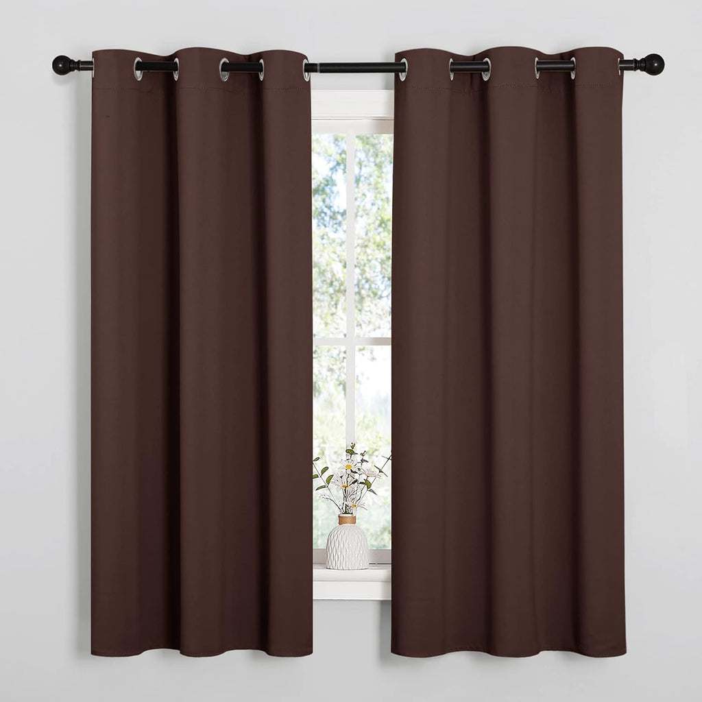 NICETOWN Blackout Curtains - Thermal Insulated Grommet Top for Bedroom Privacy | Chocolate Brown, 42 x 63 Inches