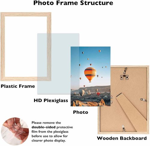 JCJMY 8x11 Picture Frame - Versatile Wall & Tabletop Display | Natural Finish for Horizontal or Vertical Mounting