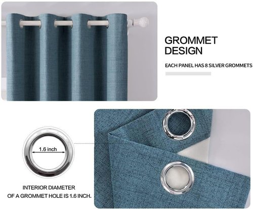 MIULEE Blackout Curtains - 100% Thermal Insulated Linen Texture - Dusty Blue, 52x108 Inch (2 Panels)