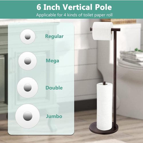 Housen Solutions Free Standing Toilet Paper Holder - Oil Rubbed Bronze Design for Jumbo Rolls