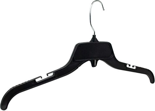 HangOn Shirt Hangers - Recycled Plastic with Notches for Secure Hanging | Black, 17 Inch, Pack of 25