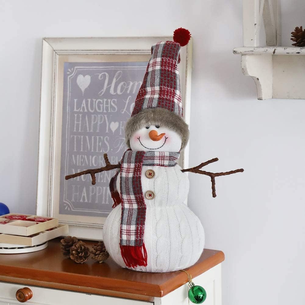 Skiennix Christmas Snowman Plush Decoration - Animated 20-Inch Indoor Ornament for Holiday Cheer