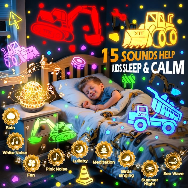 Dinosaur Egg Night Light Projector with 15 Soothing Sounds & 6 Films