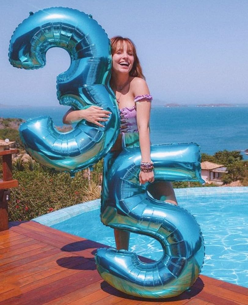 Skiennix Balloon Numbers - 40 Inch Light Blue Number Balloons for 5th Birthday & Wedding Decor