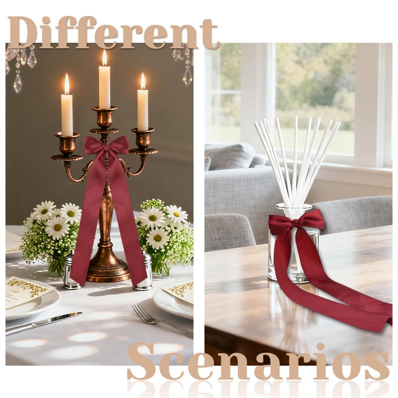 Red Bow for Wine Glasses - Wedding & Bridal Party Decor, Borhmty
