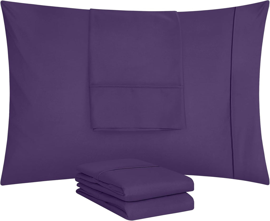 Utopia Bedding Queen Pillowcases - Soft Brushed Microfiber - 4 Pack | Fade Resistant 20 X 30 Inches (Eggplant)