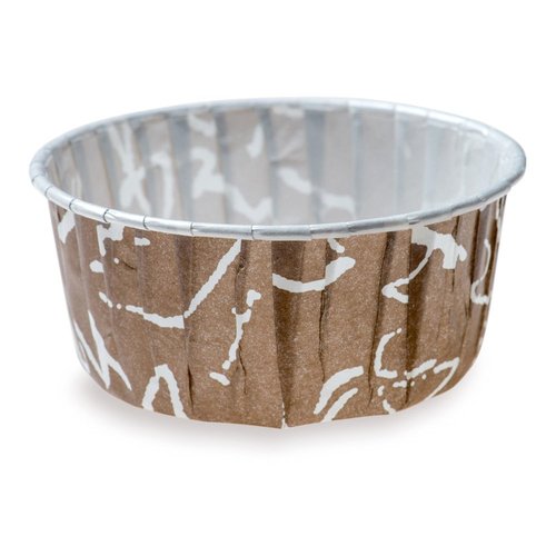 Restaurantware Panificio 5 Ounce Baking Cups 200 Pleated Cupcake Liners - Oven-Ready Freezable Brown And White Paper Muffin Cases Disposable Chocolate Wisp For Wedding Parties Baby Showers