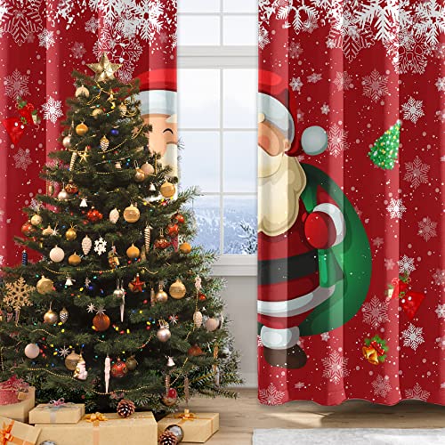 AWERT Santa Christmas Curtains 2 Panels 42x63in Blackout Grommets – Living Room Decor