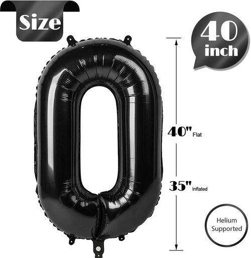 Black Number Balloon - 40 Inch 0 Balloon for Birthday Celebrations | Elegant Party Decor for All Ages