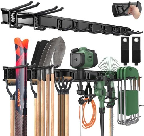 LBT 66 Garage Tool Organizer - Heavy Duty Wall Mount Storage Rack with Adjustable Hooks, 720lbs Capacity