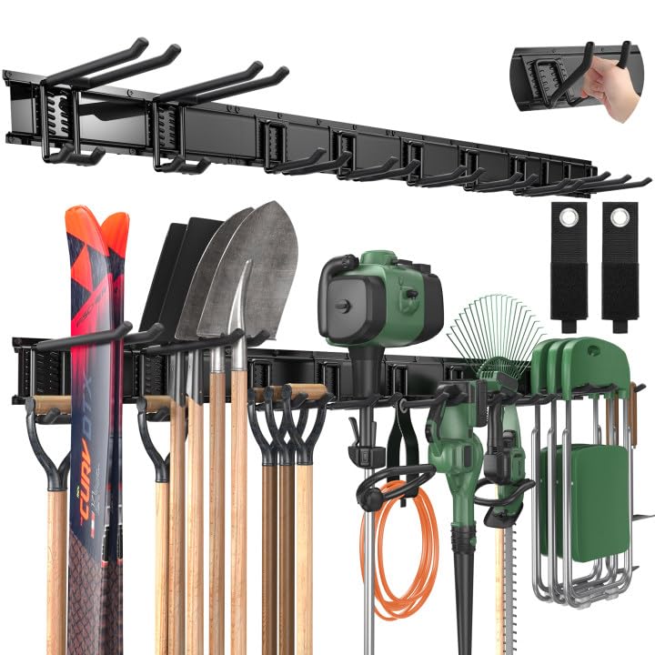 66-Inch Garage Tool Organizer Wall Mount with Adjustable Hooks