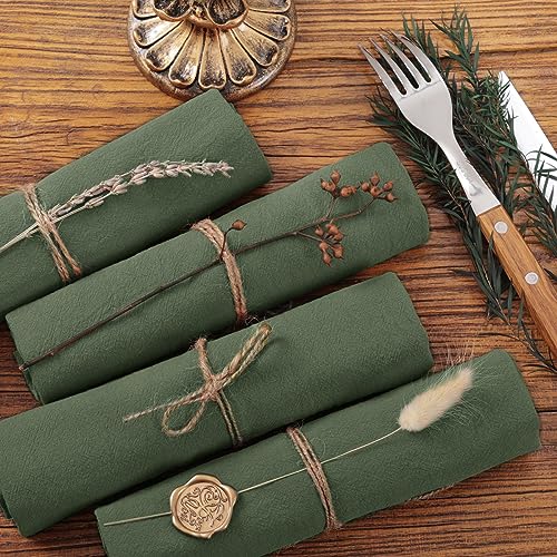 Reusable Cotton Cloth Napkins 17x17 - Set of 4 Green Table Linens