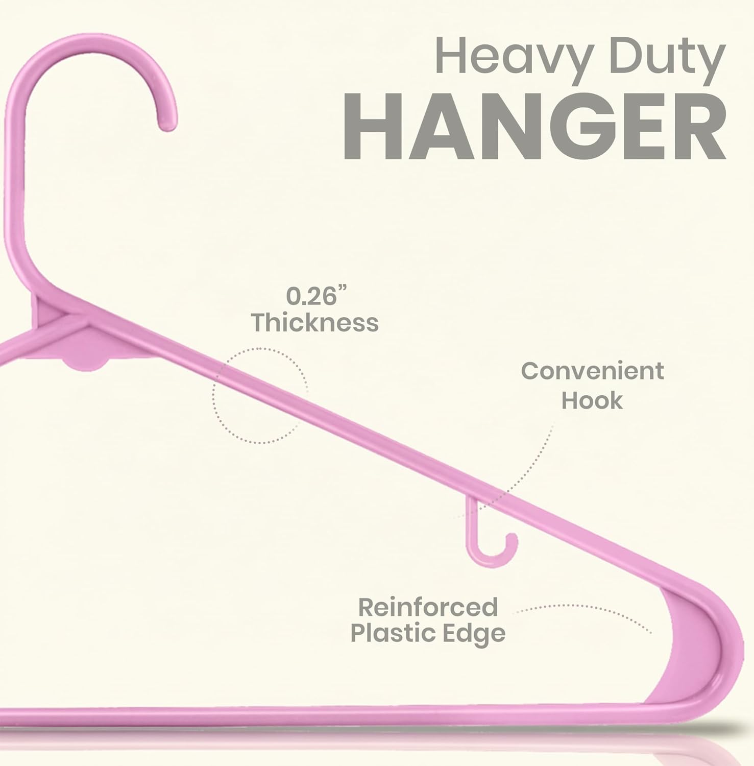 Utopia Home Plastic Hangers 50 Pack - Durable Space-Saving Closet Organizers - Built-In Strap Hooks for Shirts, Pants, Skirts & Coats (Pink)