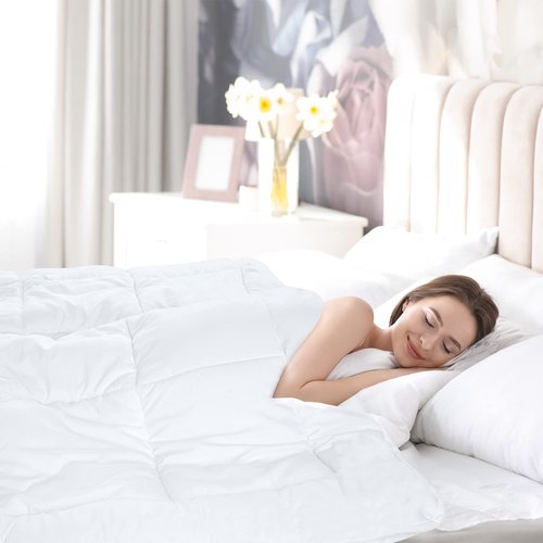 D & G THE DUCK AND GOOSE CO All-Season Quilted Comforter Twin Size, Light Weight Duvet Insert from 233T Peach Skin Fabric &350gsm Down Alternative Fiber, Hotel Quality & Machine Washable
