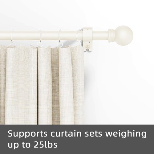 GXOACKJ Decorative Curtain Rods - Heavy Duty Metal, Ivory White, 48 to 84 Inches with Brackets