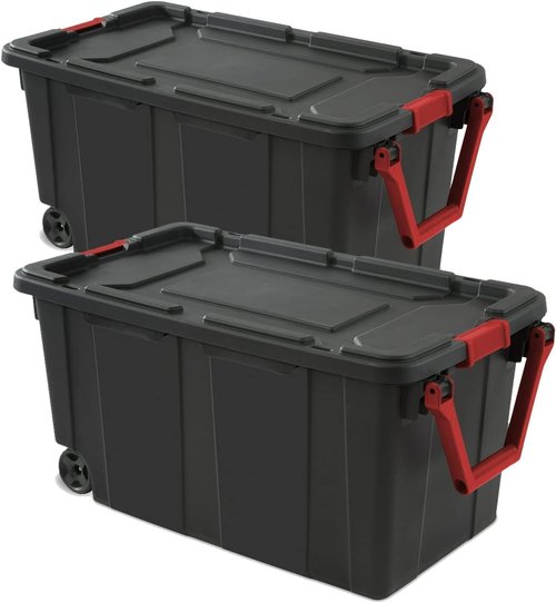 Heavy-Duty 40 Gallon Storage Bins by [Brand Name] - Durable Plastic Containers with Secure Lids | Stackable 2 Pack