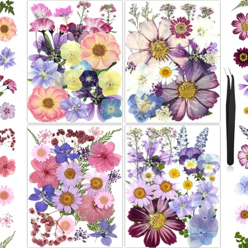85 Pcs Natural Dried Pressed Flowers Set with Tweezer for Resin Crafts & DIY