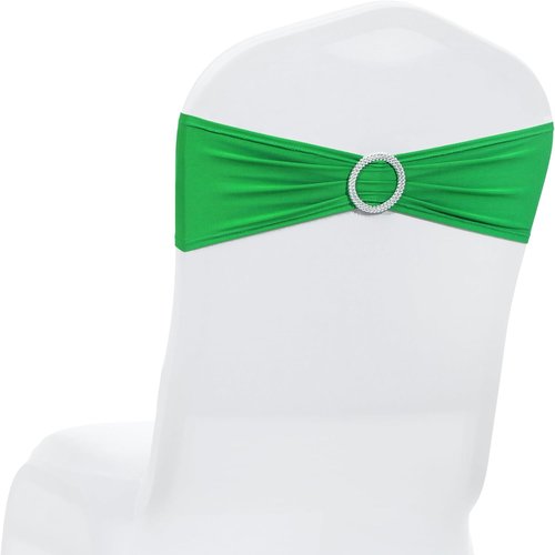 MDS Spandex Chair Sashes - Universal Fit Elastic Stretch Ties with Buckle for Weddings | Light Green, Pack of 125
