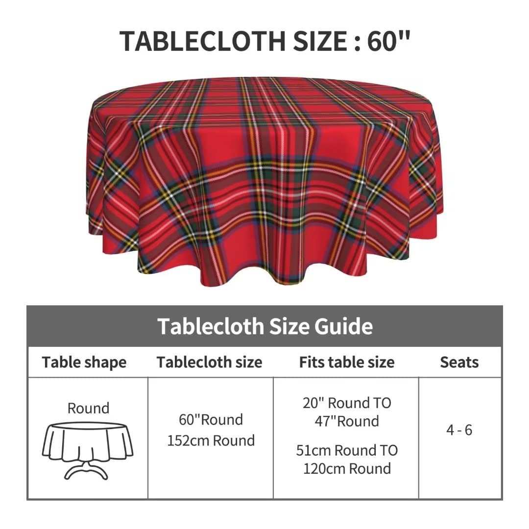 BETGINY Christmas Tablecloth 60 Inch Round Red Green Buffalo Plaid Tablecloth Dust-Proof Wrinkle Resistant Rustic Christmas Checkered Table Cloth for Holiday Party Dining