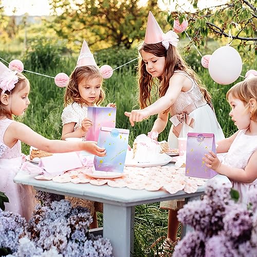 30-Pack Tie Dye Party Favor Bags with Stickers - Pink & Purple Gift Bags