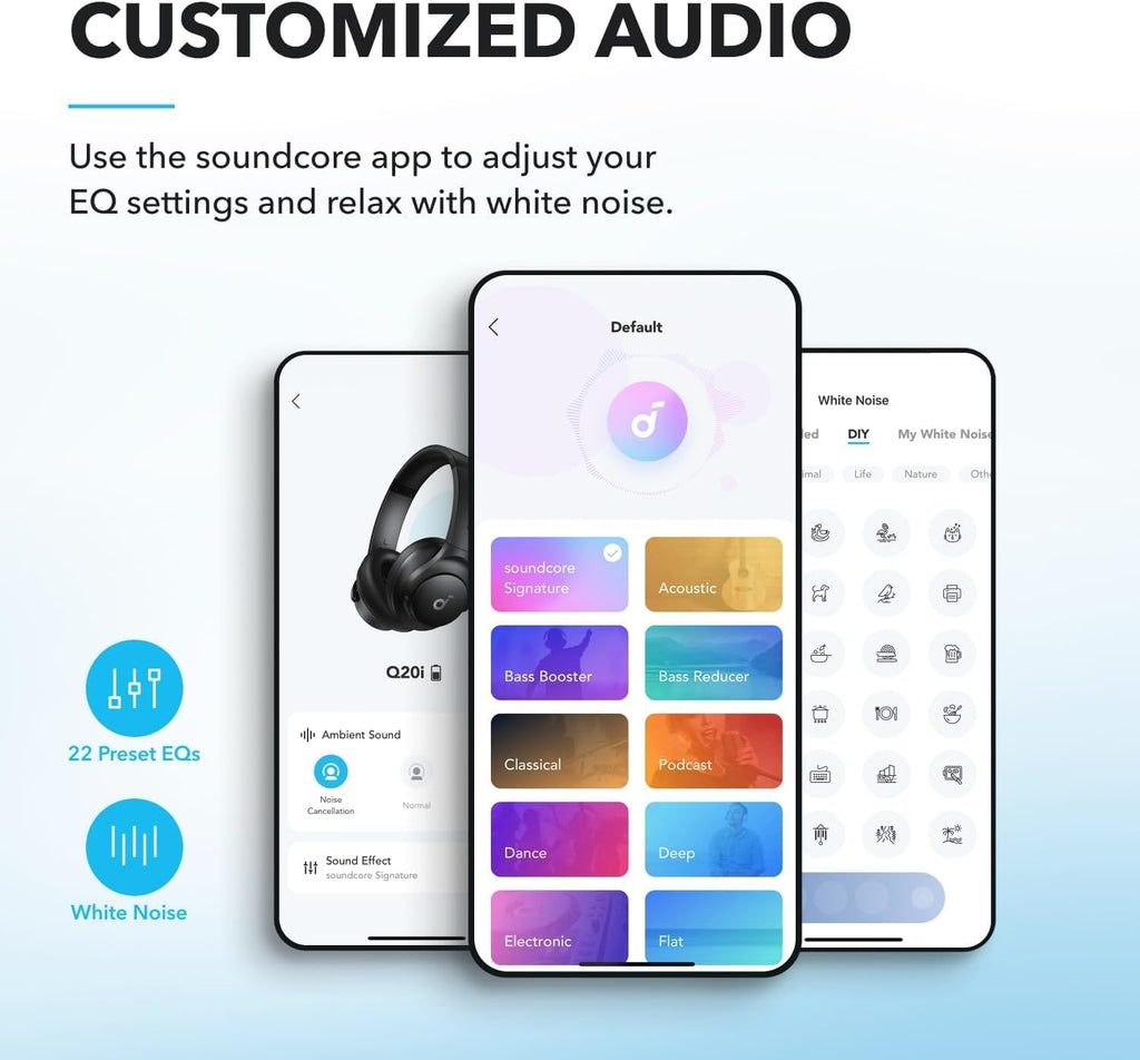 Soundcore by Anker Q20i Wireless Over-Ear Headphones - Hybrid Active Noise Cancelling, 40H Playtime, Hi-Res Audio, Big Bass | Black