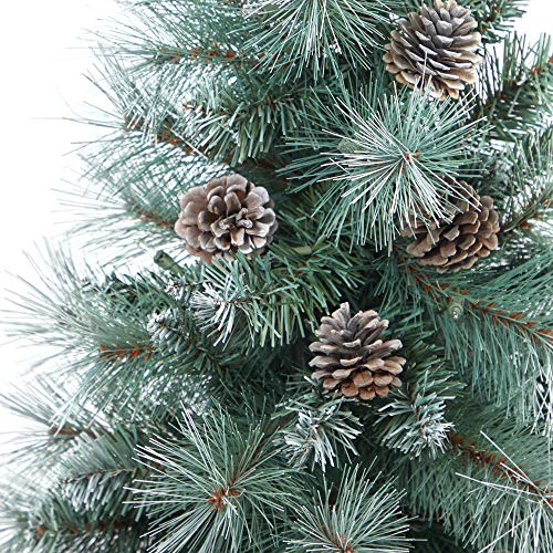 Frosted Tip Artificial Christmas Tree 3.5ft with Lights, Pine Cones & Bendable Branches
