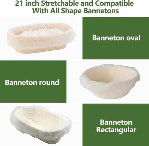 Banneton | 100 Pack Non-Stick Bread Proofing Basket Liners - BPA-Free, Elastic Design for Easy Dough Release
