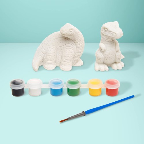 Melissa & Doug Dinosaur Figurines Craft Kit - Create Your Own Dinosaurs with 2 Resin Models & 6 Paints