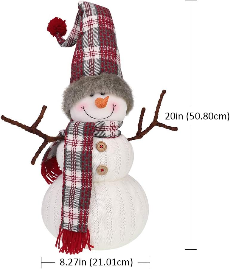 Skiennix Christmas Snowman Plush Decoration - Animated 20-Inch Indoor Ornament for Holiday Cheer