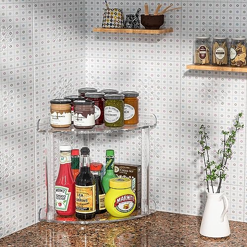 2-Tier Acrylic Corner Countertop Organizer Shelf, 7x7x8 Inch Storage Rack