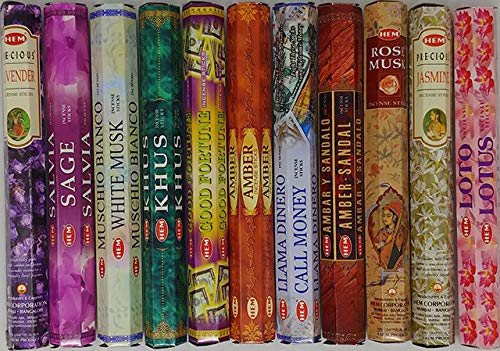 Natural Incense Sticks Variety Pack - 12 Assorted Fragrances (240 Sticks)