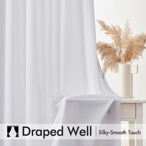 MIULEE White Sheer Curtains - Light Filtering Privacy Drapes | 84 Inches Long, 2 Panels Set for Living Room & Bedroom