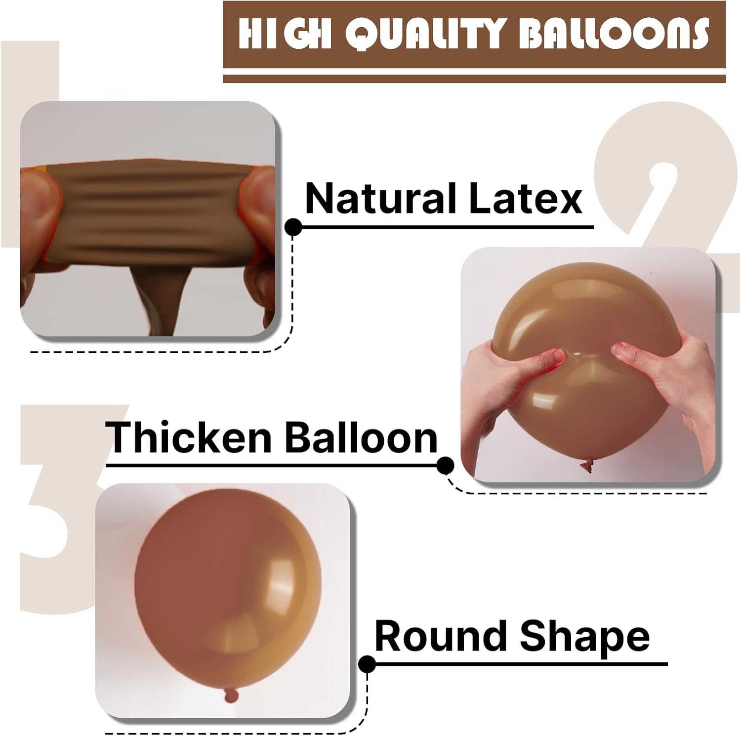 PartyWoo Brown Balloons - 50 Pcs 12 Inch Latex Helium Balloons for Baby Shower & Birthday Decor