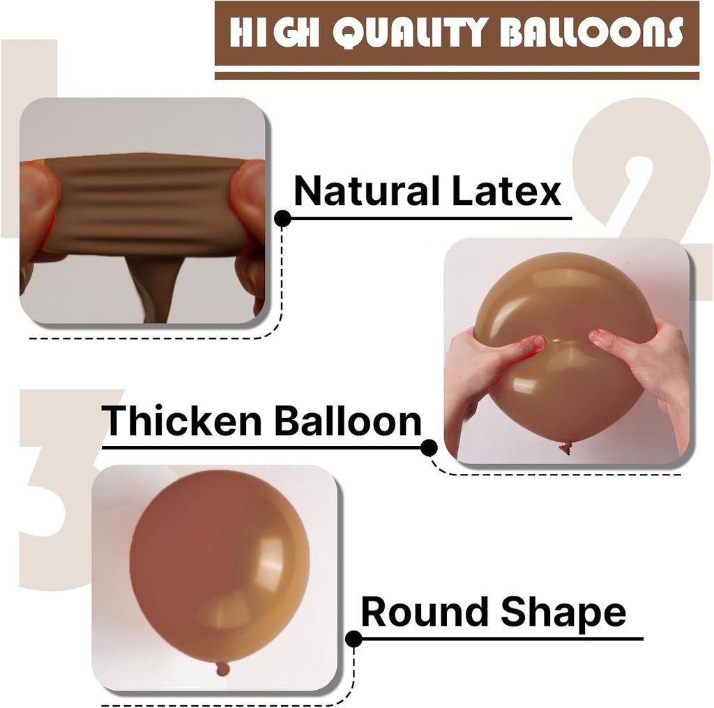 PartyWoo Brown Balloons - 101 Pcs 12 Inch Boho Neutral Coffee Tan Latex for Weddings & Celebrations