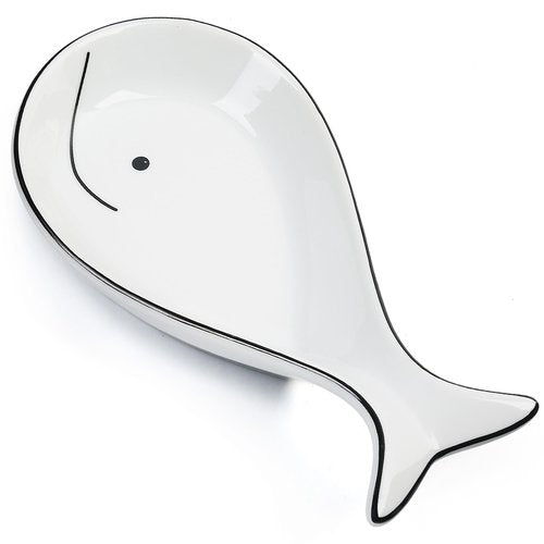 LotFancy Spoon Rest, Large Ceramic Spoon Holder for Kitchen Counter, 9x4.5 Inch, Spatula Holder for Stove Top, Farmhouse Utensil Rest for Spoons, Ladle, Spatula (Whale Shape)