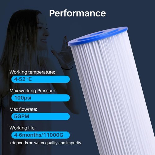 CFS – 10" x 4.5" Pleated Water Filter Cartridges Compatible with FXHSC, R50-BBSA, R50-BB, WFHDC3001, W50PEHD and GXWH40L Models – Removes Bad Taste – Whole House Replacement Filter – 8 Pack