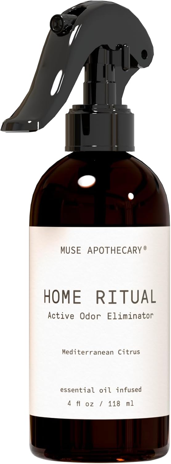Muse Apothecary Odor Eliminator Spray - Essential Oil Furniture & Bathroom Deodorizer - 4oz Mediterranean Citrus
