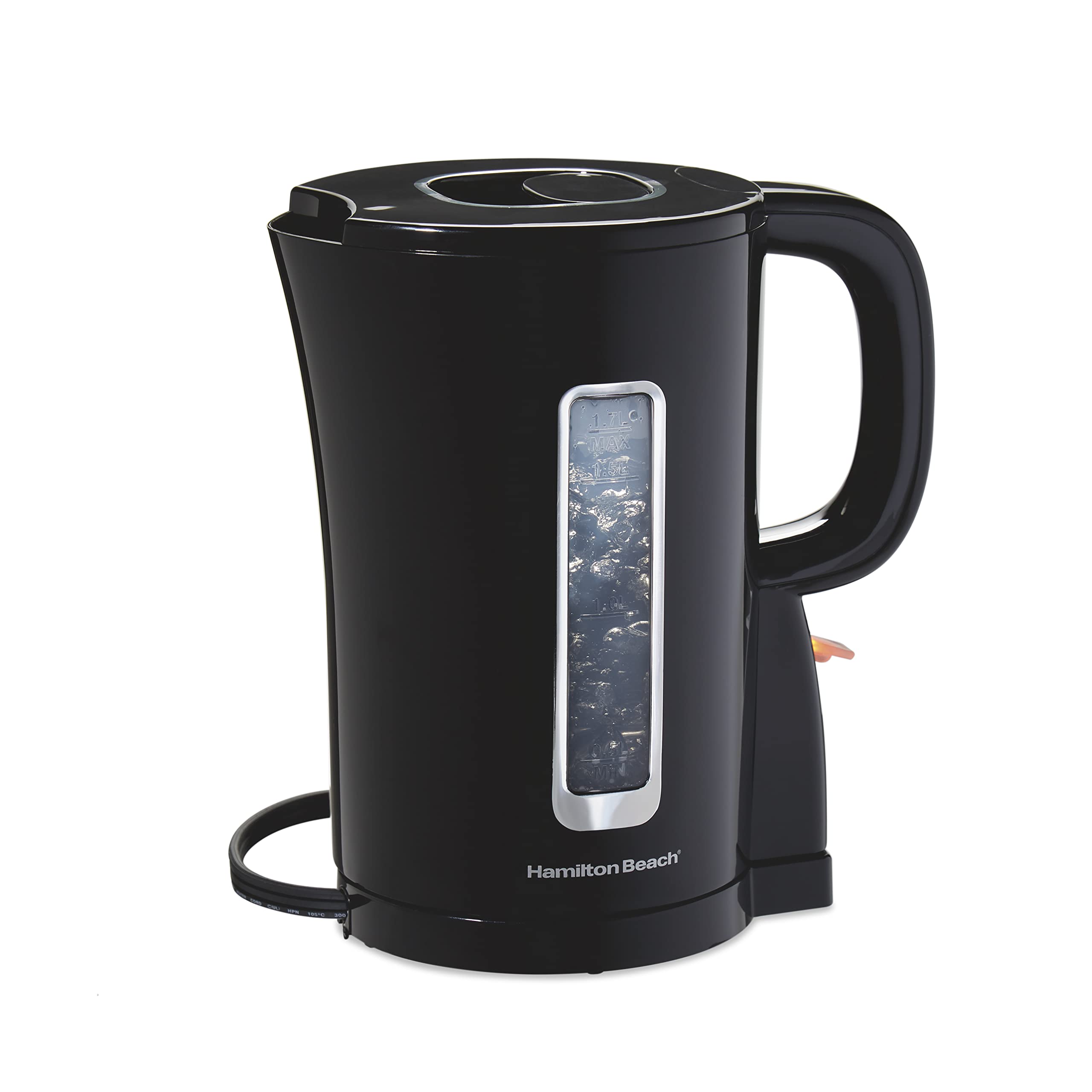 Hamilton Beach Electric Tea Kettle, Water Boiler & Heater, Cordless Serving, Auto-Shutoff & Boil-Dry Protection, 1500 Watts for Fast Boiling, 1.7 Liter, Black (41038)