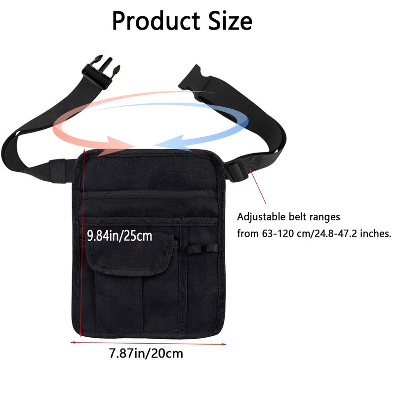 ZMD Server Apron Waist Pouch, Restaurant Waitress Apron with Pockets Utility Belt Women Work Apron Waist Pouch with Adjustable Belt Money Bag Tool Pouch for Hotel, Bar, Gardening, Nursing