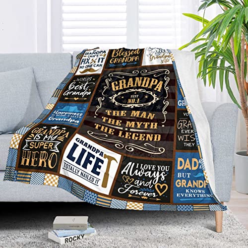 Grandpa Throw Blanket 60x50 Inches - Black with Love Message Gift for Grandfather