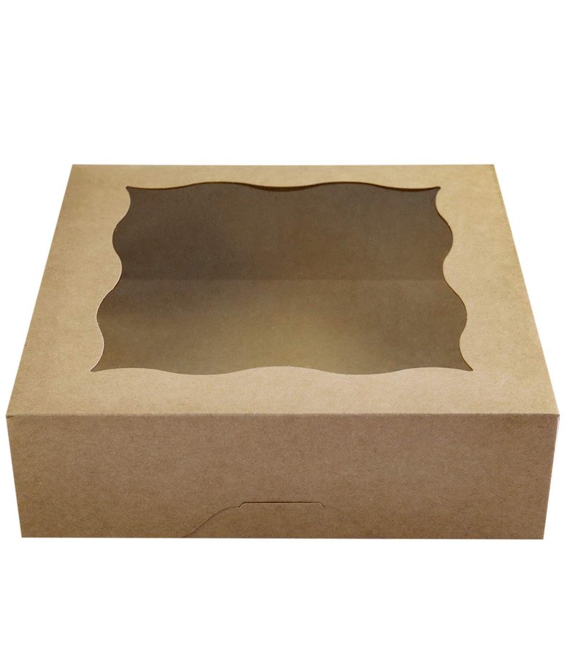 CHERRY 25-PACK 10"x10"x3"Brown Bakery Boxes with PVC Window for Pie and Cookies Boxes Large Natural Kraft Paper Box 10x10x3inch
