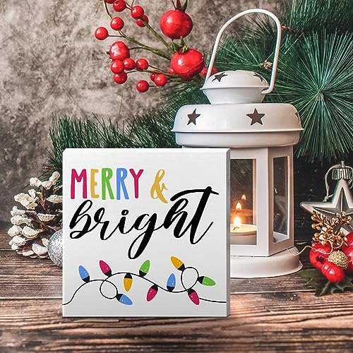 RJYMK A10 Christmas Wooden Table Sign Holiday Decor 5x5 Inches