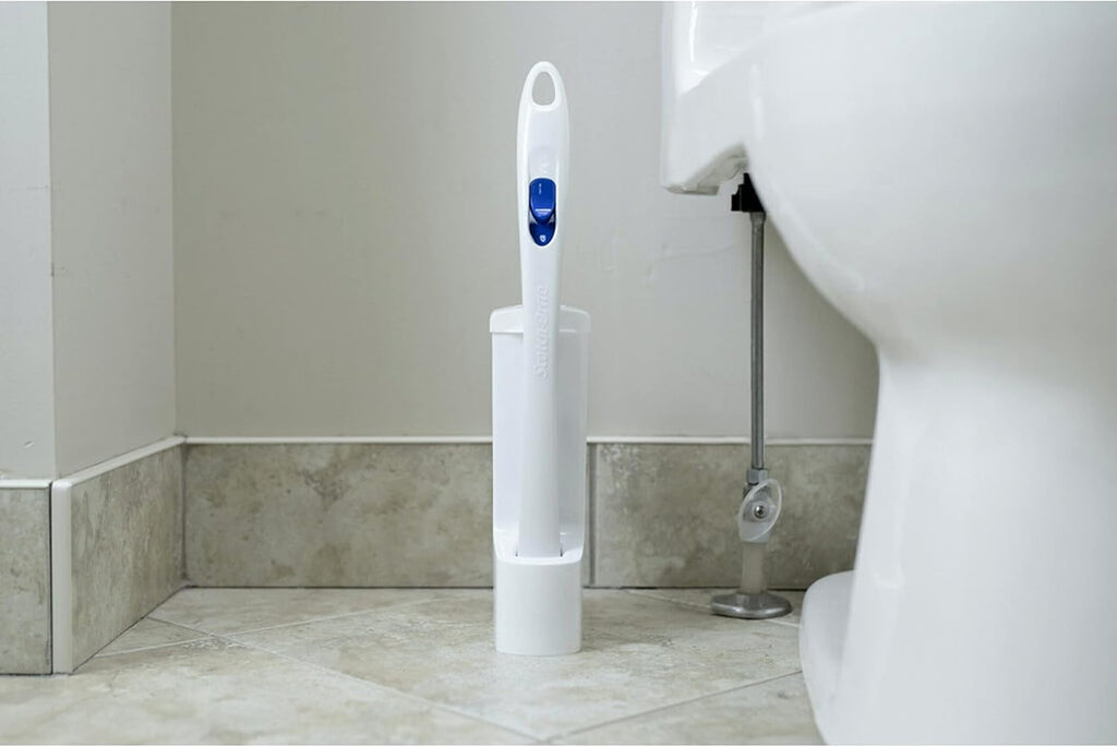 Scotch-Brite Toilet Scrubber Starter Kit - Disposable Refills with Built-In Bleach Alternative | Includes Handle & Caddy