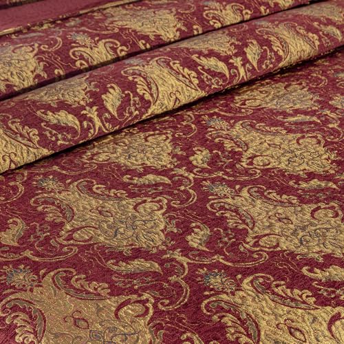 Loom and Mill King Damask Quilt Set - Classic Red Bedding, 3-Piece