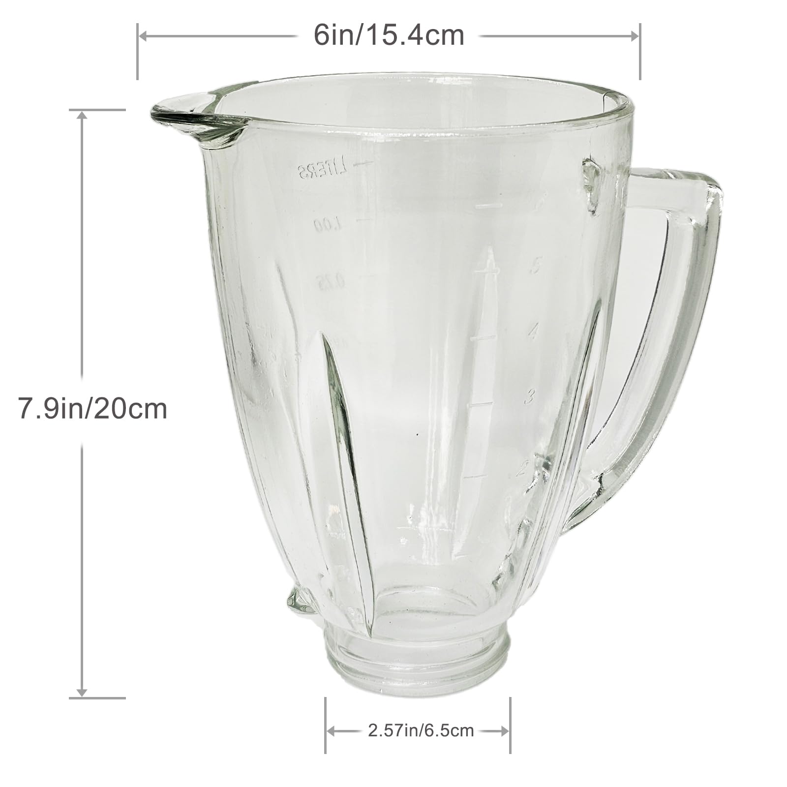 6 Cup Blender Glass Jar with Blade, Blender Replacement Parts for Aspas Para Licuadora Oster Osterizer Classic Series (NOT fit Pro, Master or Versa models)