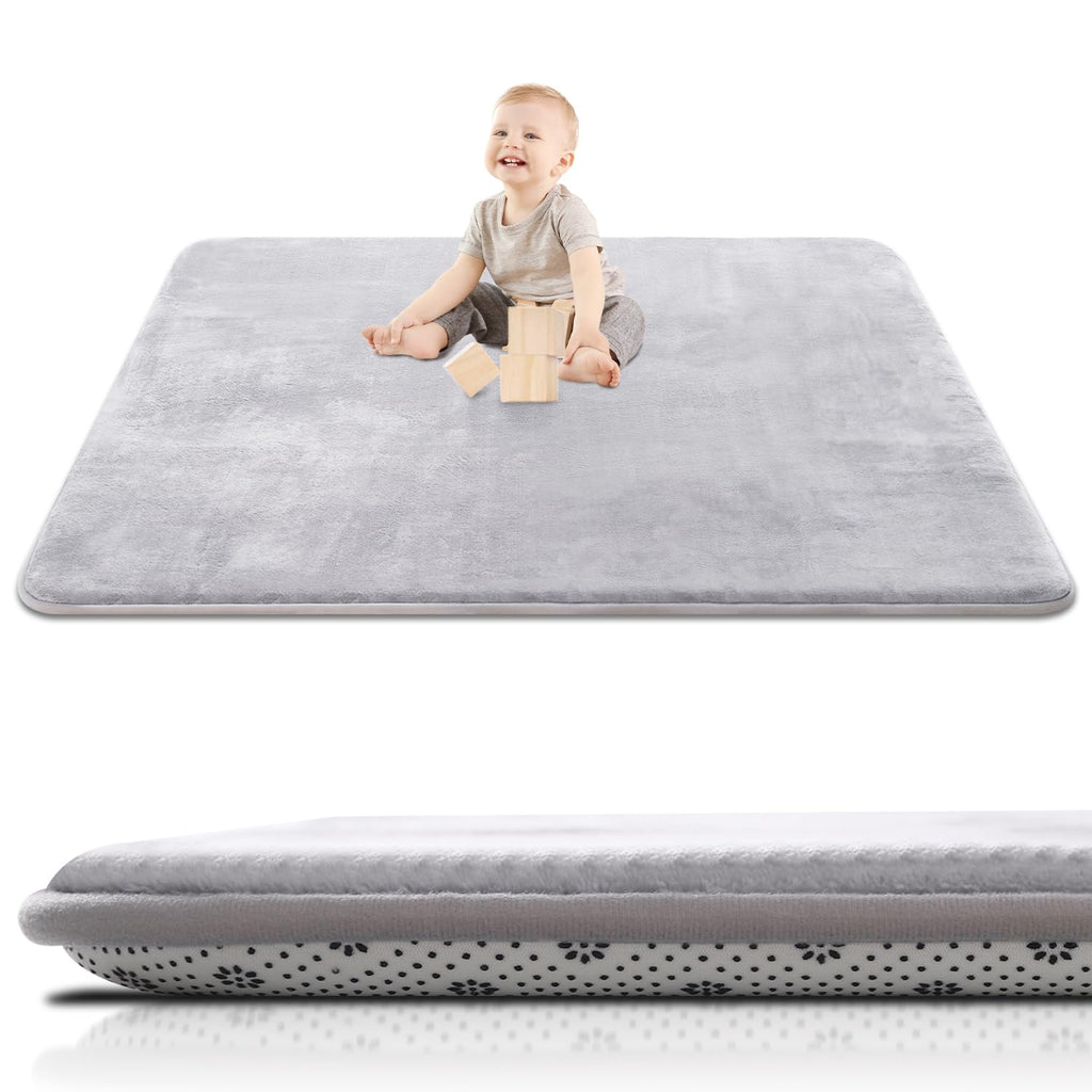 SEPARO Thick Baby Play Mat - Ultra Soft Foam Tummy Time Mat | Non-Slip Cushioned 50x50 Grey
